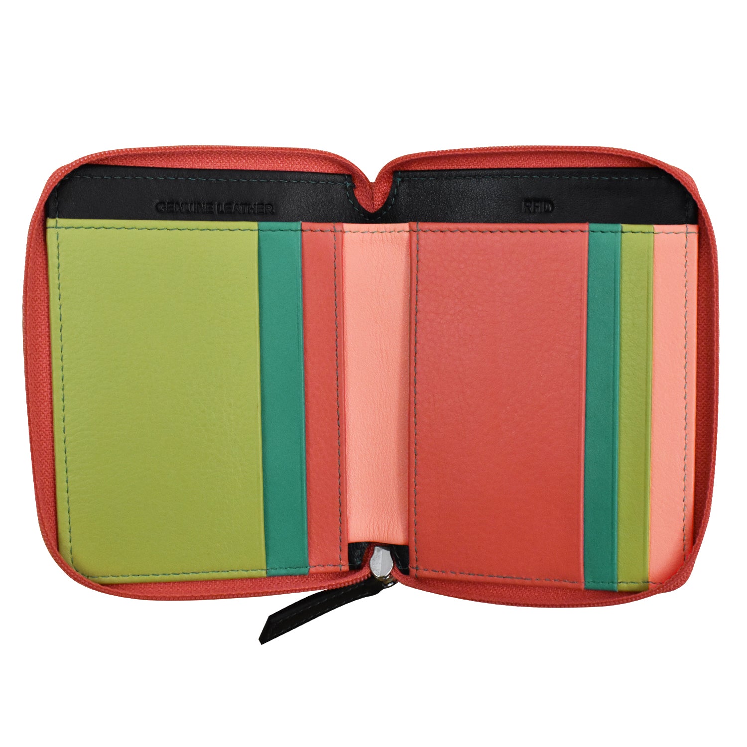 ili New York - SMALL MULTI COLOR ZIP WALLET - 7858 - Peach Multi