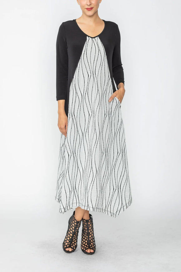 IC COLLECTION Dress - 7871D - White and Black