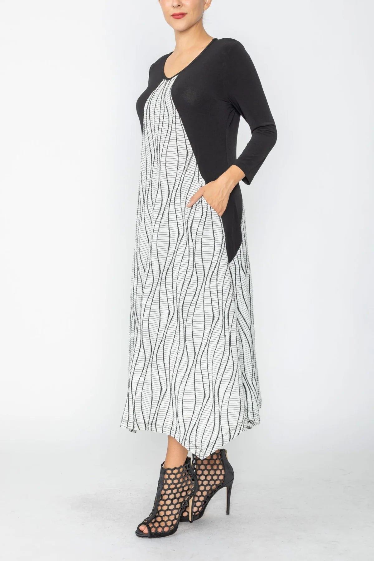 IC COLLECTION Dress - 7871D - White and Black