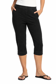 JESS & JANE Cotton Spandex Slim Capri Pants w/ Pockets - M158 - BLACK