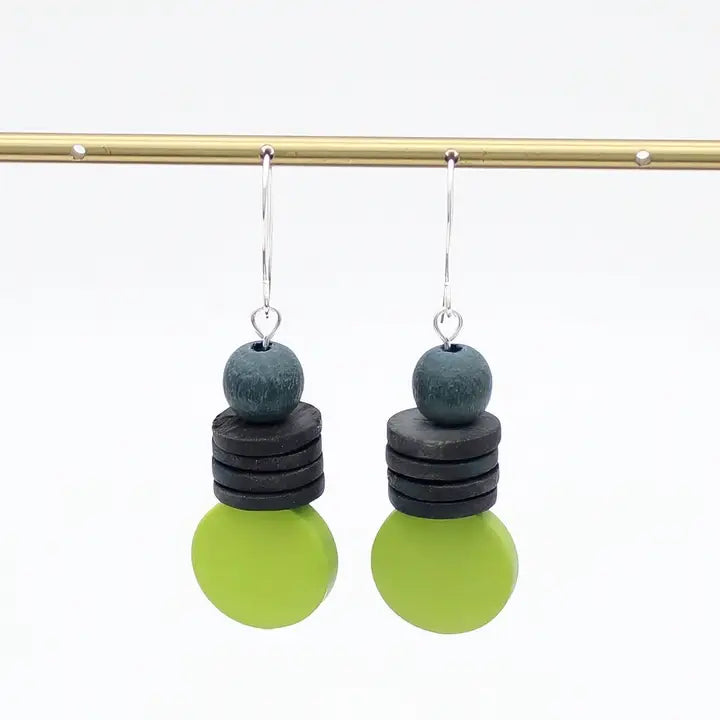 SYLCA Lime and Gray Dusk Earrings - SD25E27 - LIME