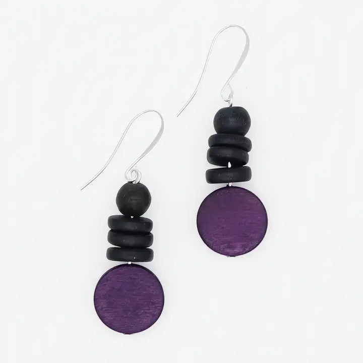 SYLCA Purple and Black Dusk Earrings - SD25E27 - PURPLE