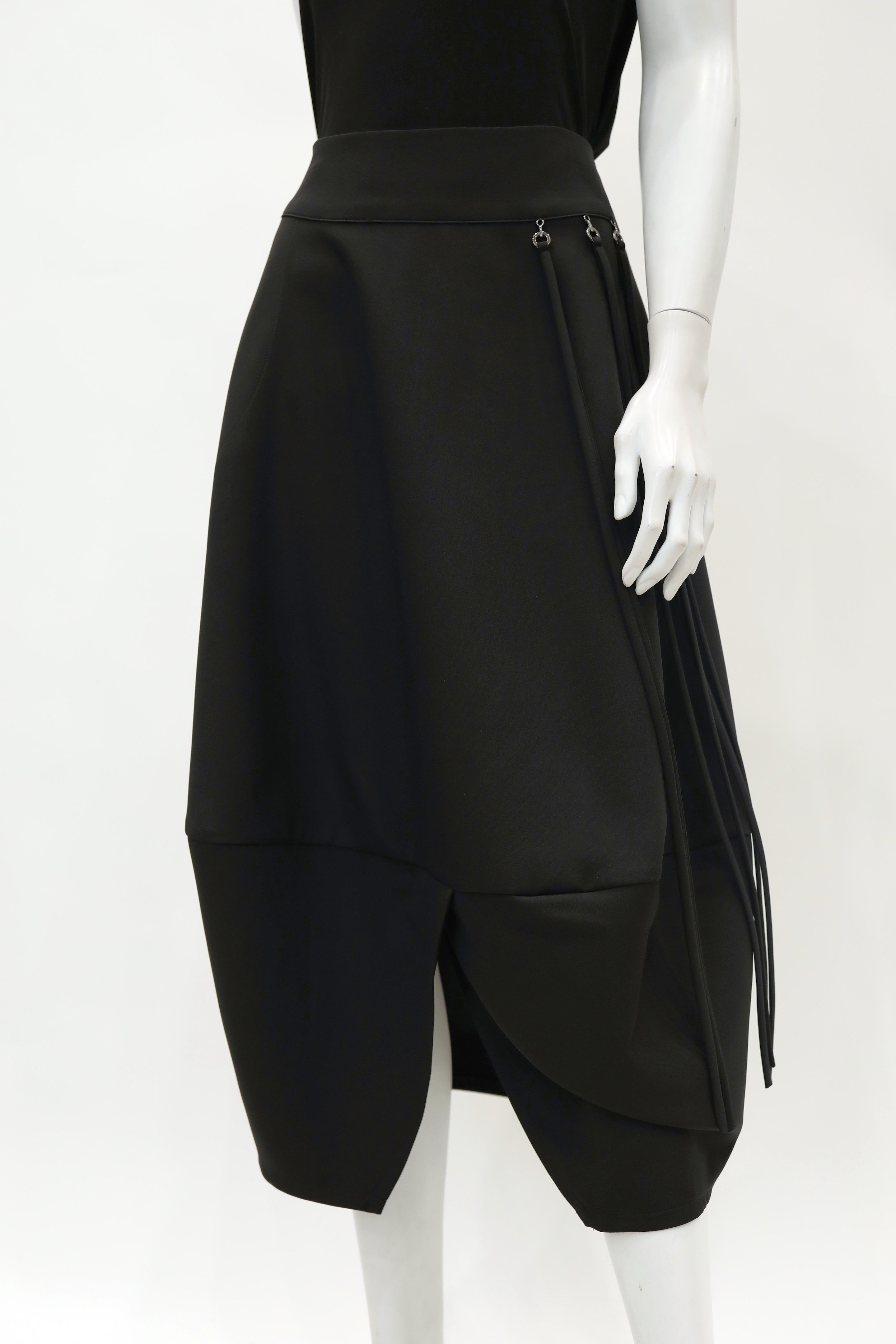 IC COLLECTION Fringe Lantern Skirt - 7957S - BLACK
