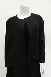 IC COLLECTION Cropped Cacoon Drop Sleeve Fringe Jacket - 7962J - BLACK
