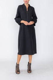 IC COLLECTION Zip Front Dress - 7965D - BLACK