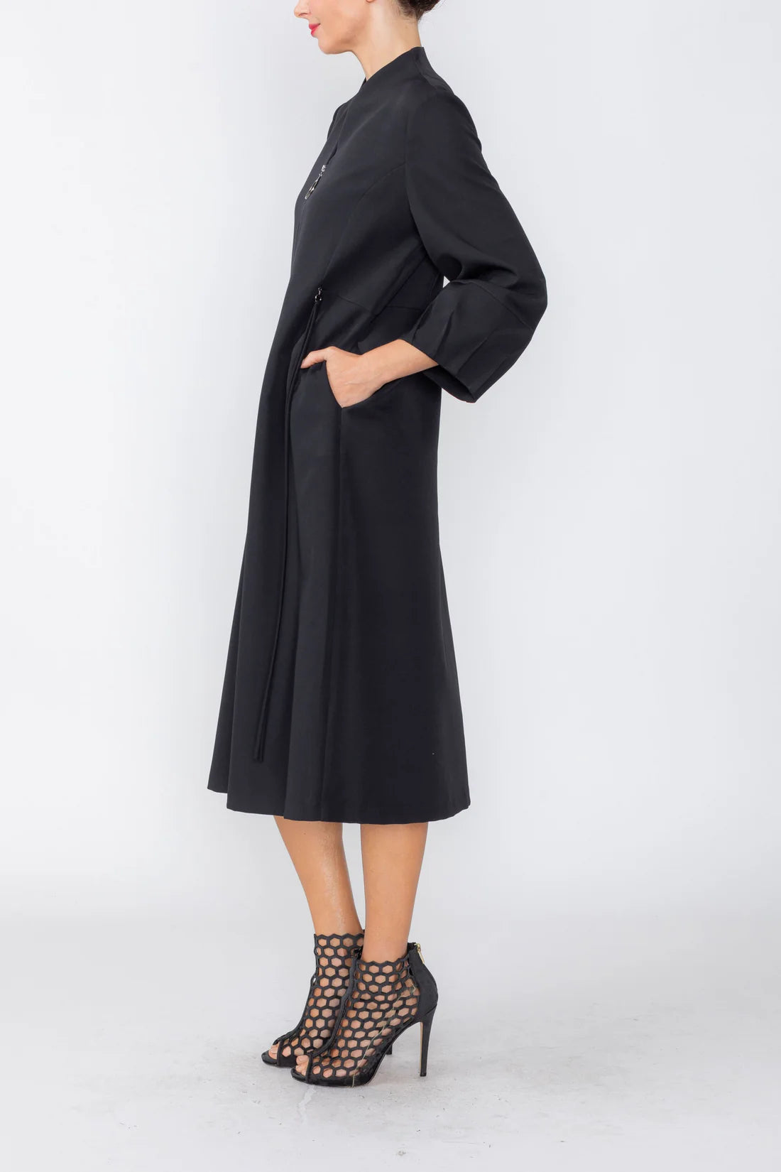 IC COLLECTION Zip Front Dress - 7965D - BLACK