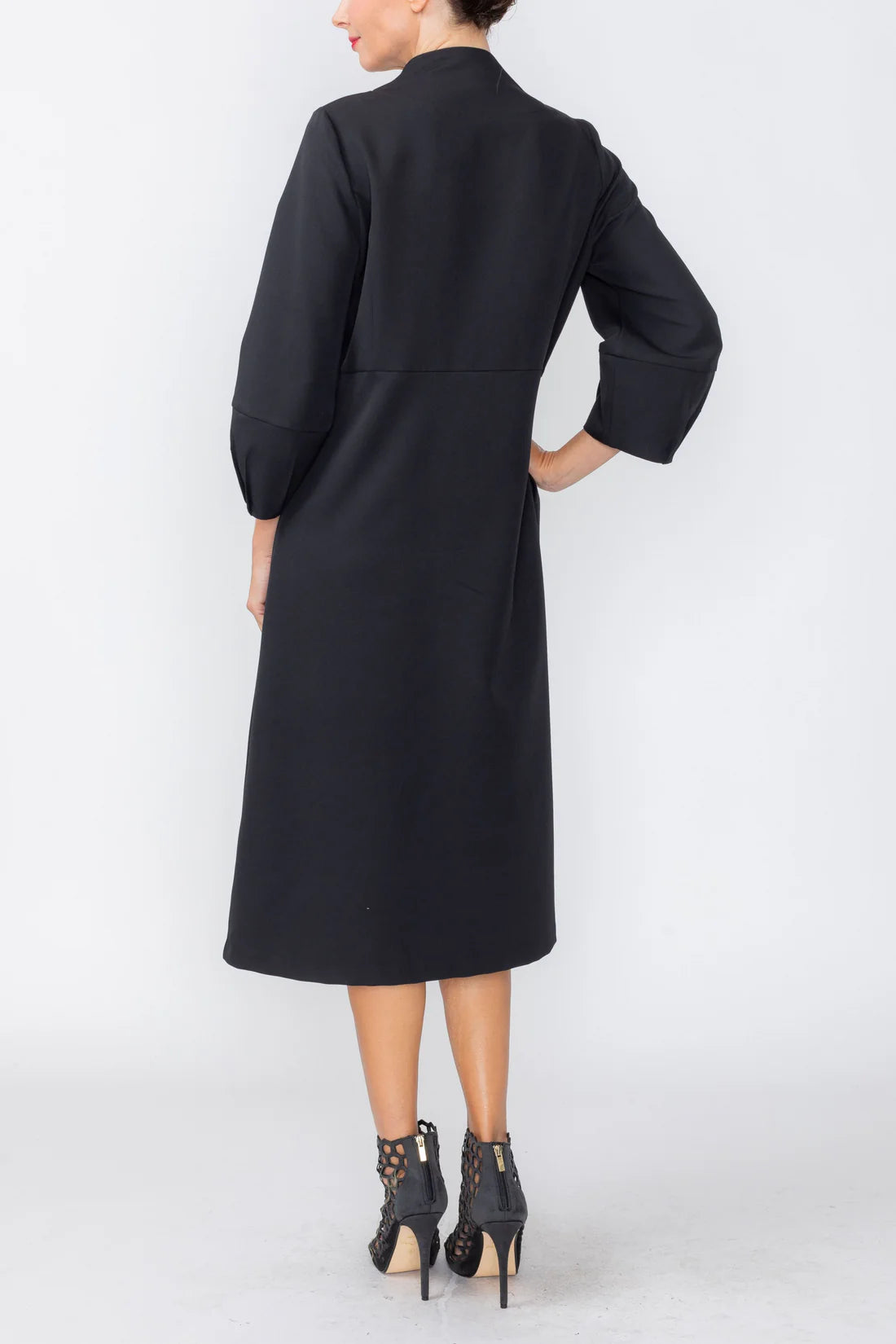 IC COLLECTION Zip Front Dress - 7965D - BLACK