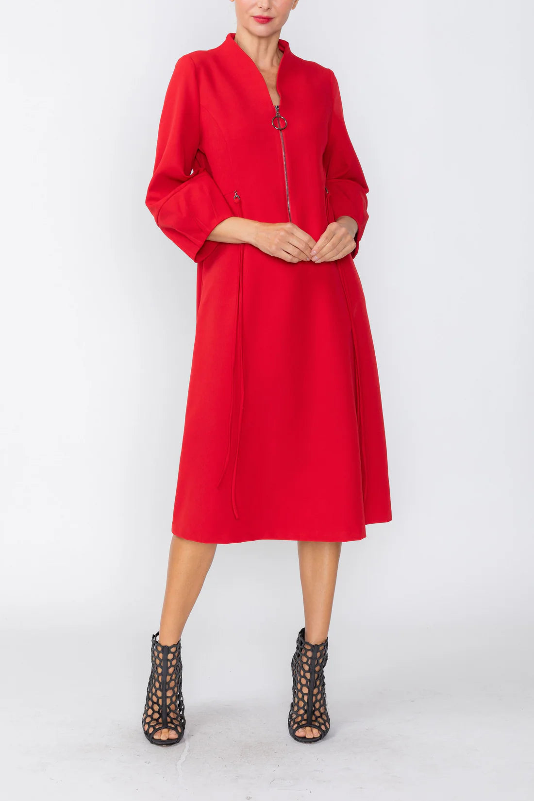 IC COLLECTION Zip Front Dress - 7965D - RED