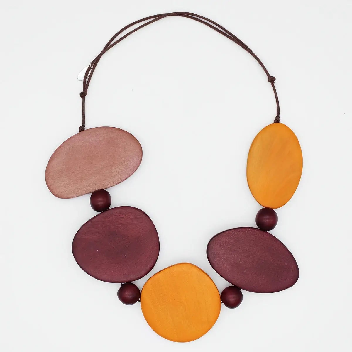 SYLCA  Spice Jovie Wood Bead Statement Necklace