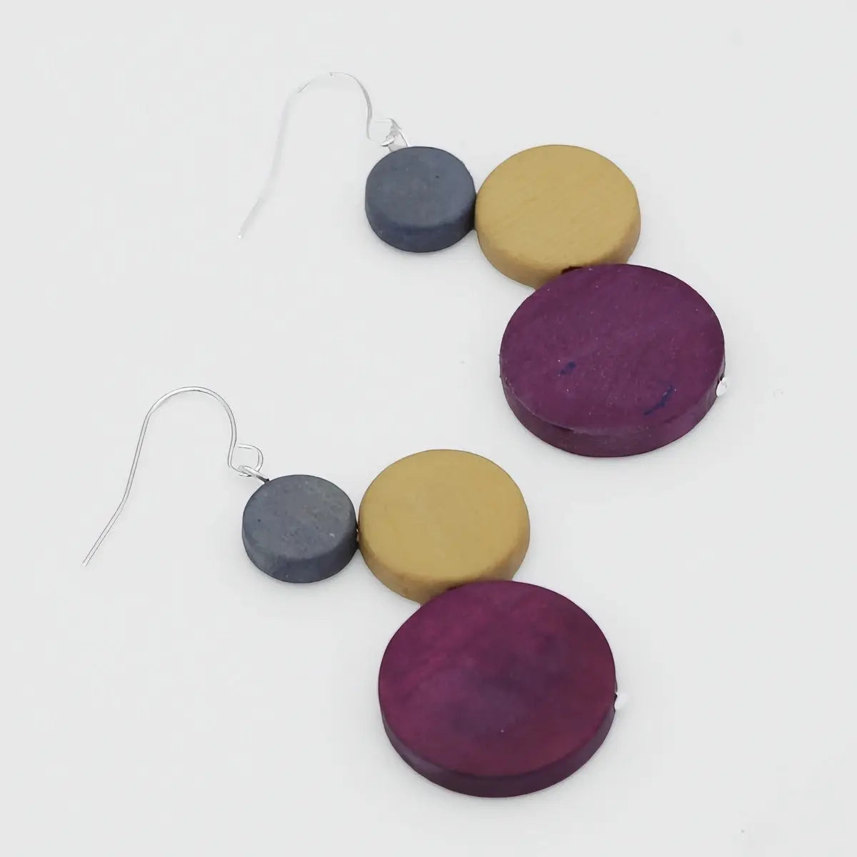 SYLCA Purple and Mustard Beckett Bubble Earrings