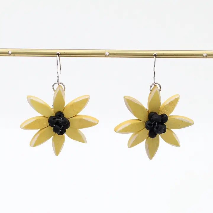 SYLCA Yellow Amaya Flower Earrings - P23E02 - YELLOW