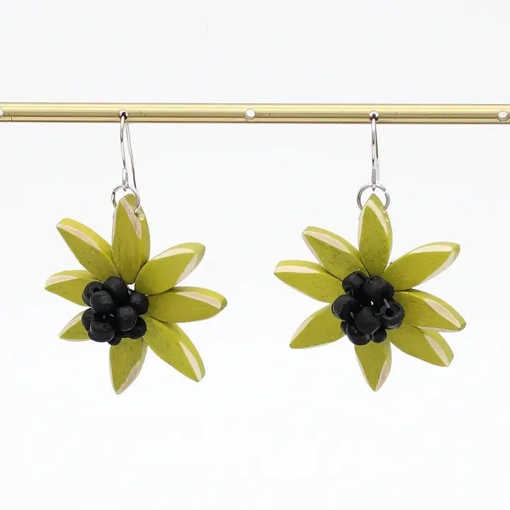 SYLCA Chartreuse Amaya Flower Earrings - P23E02 - CHARTREUSE