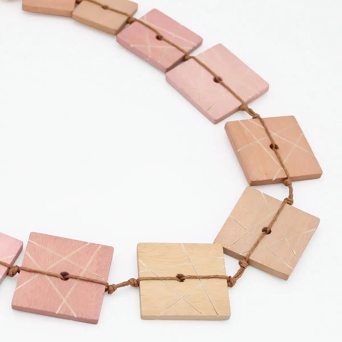 SYLCA Natural Wooden Mosaic Necklace