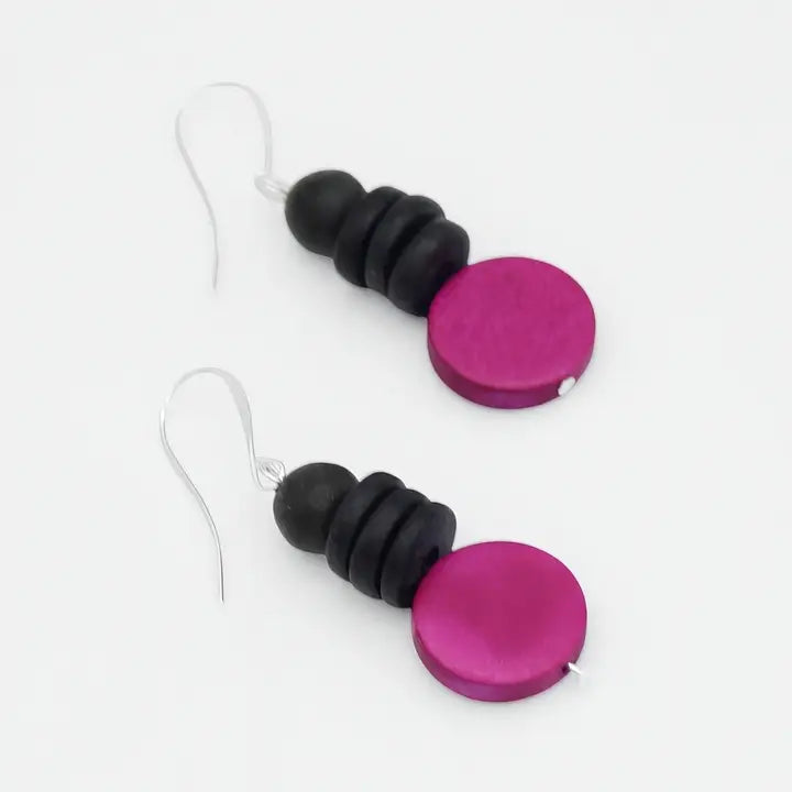 SYLCA Fuchsia and Black Dusk Earrings - SD25E27 - FUCHSIA
