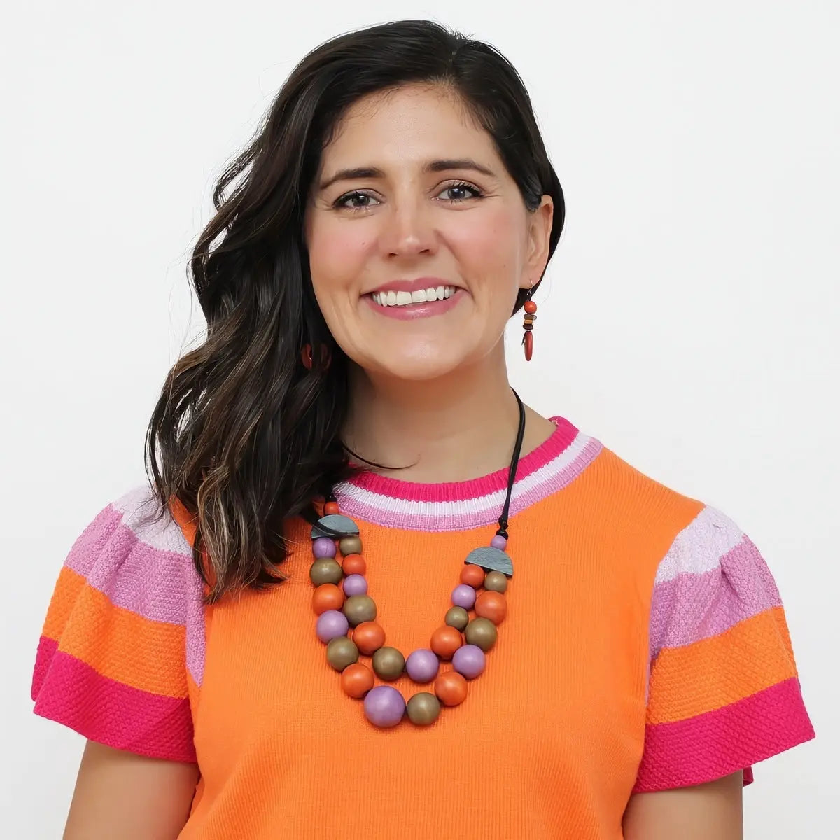 SYLCA Orange Zuri Round Bead Necklace - BP25N14 - ORANGE