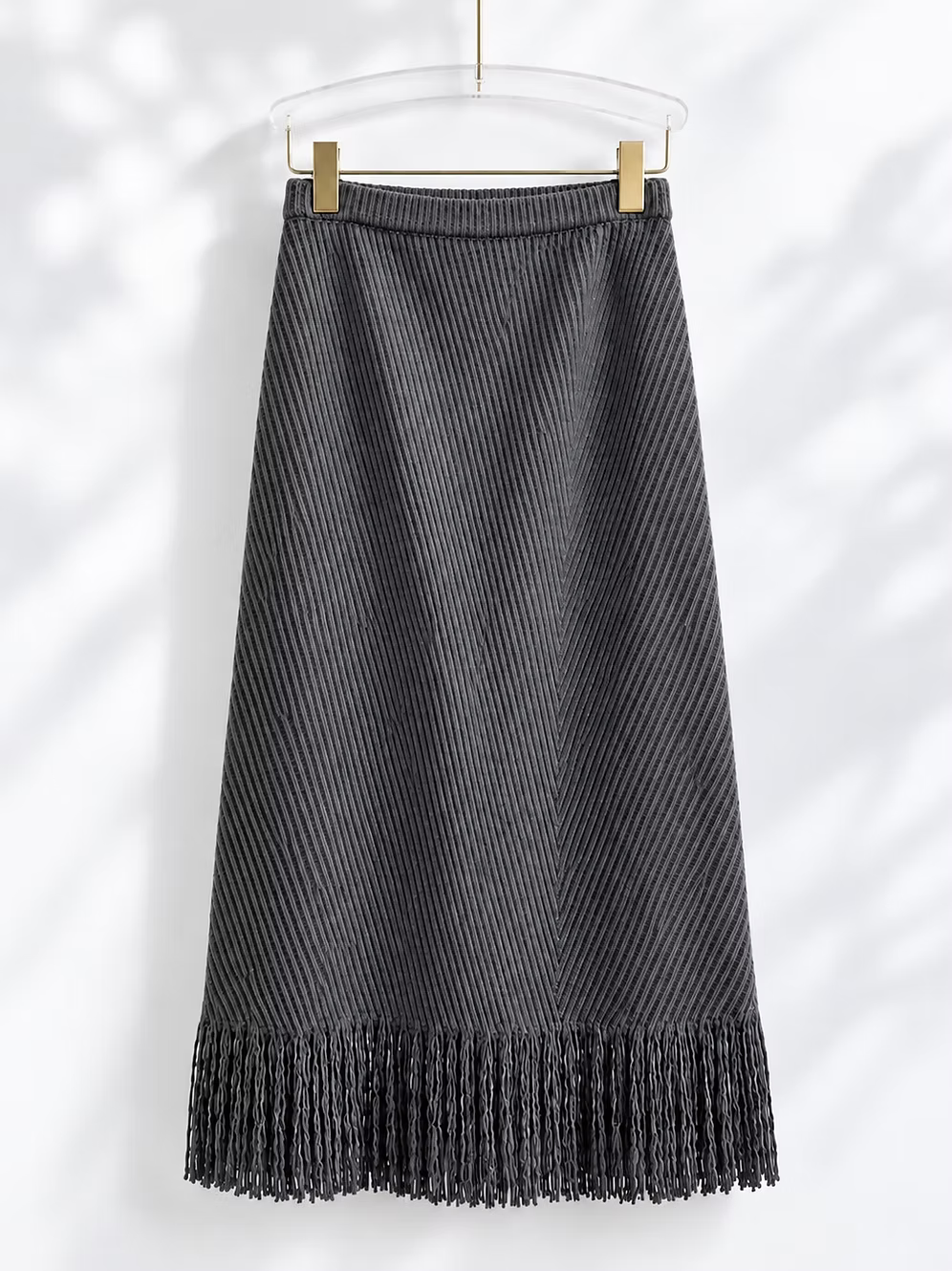 Vanite Couture Pleated Fringe Bottom Long Skirt - 80023 - BLACK