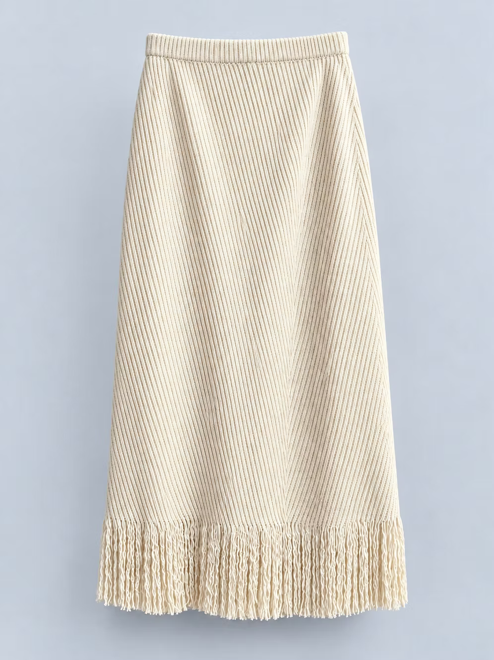 Vanite Couture Pleated Fringe Bottom Long Skirt - 80023 - SAND