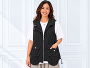 Vanite Couture Asymmetric Hidden Zip Front Overized Pocket Vest - 80036 - BLACK