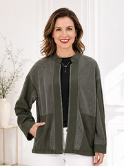 Vanite Couture Zip Front Net Mesh Jacket - 80308 - ARMY GREEN