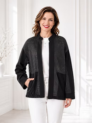 Vanite Couture Zip Front Net Mesh Jacket - 80308 - BLACK