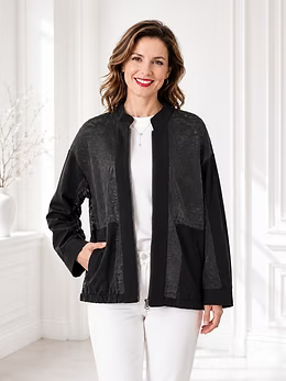 Vanite Couture Zip Front Net Mesh Jacket - 80308 - BLACK