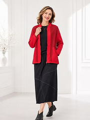 Vanite Couture Zip Front Net Mesh Jacket - 80308 - RED