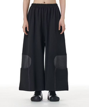 Vanite Couture Wide Leg Bottom Hem Pocket Pant - 80508 - BLACK/GREY