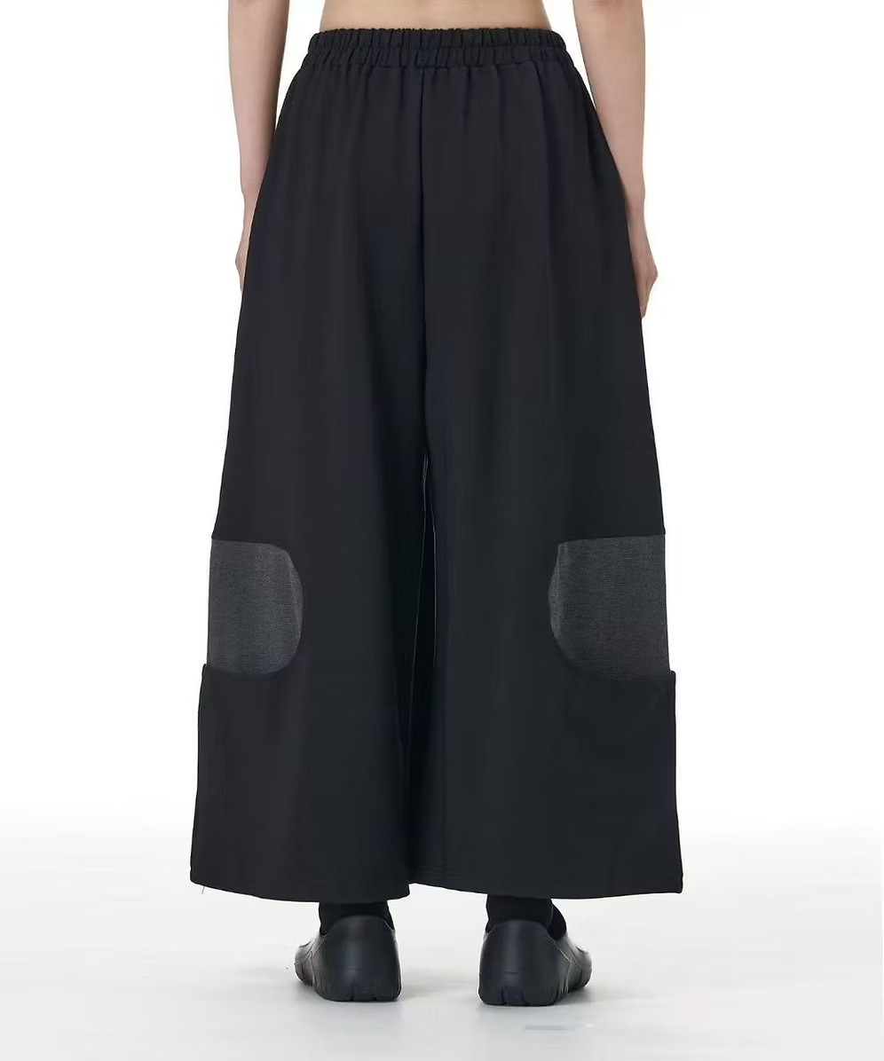 Vanite Couture Wide Leg Bottom Hem Pocket Pant - 80508 - BLACK/GREY