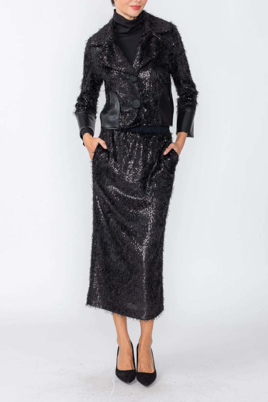 IC COLLECTION Skirt - 7745S - BLACK