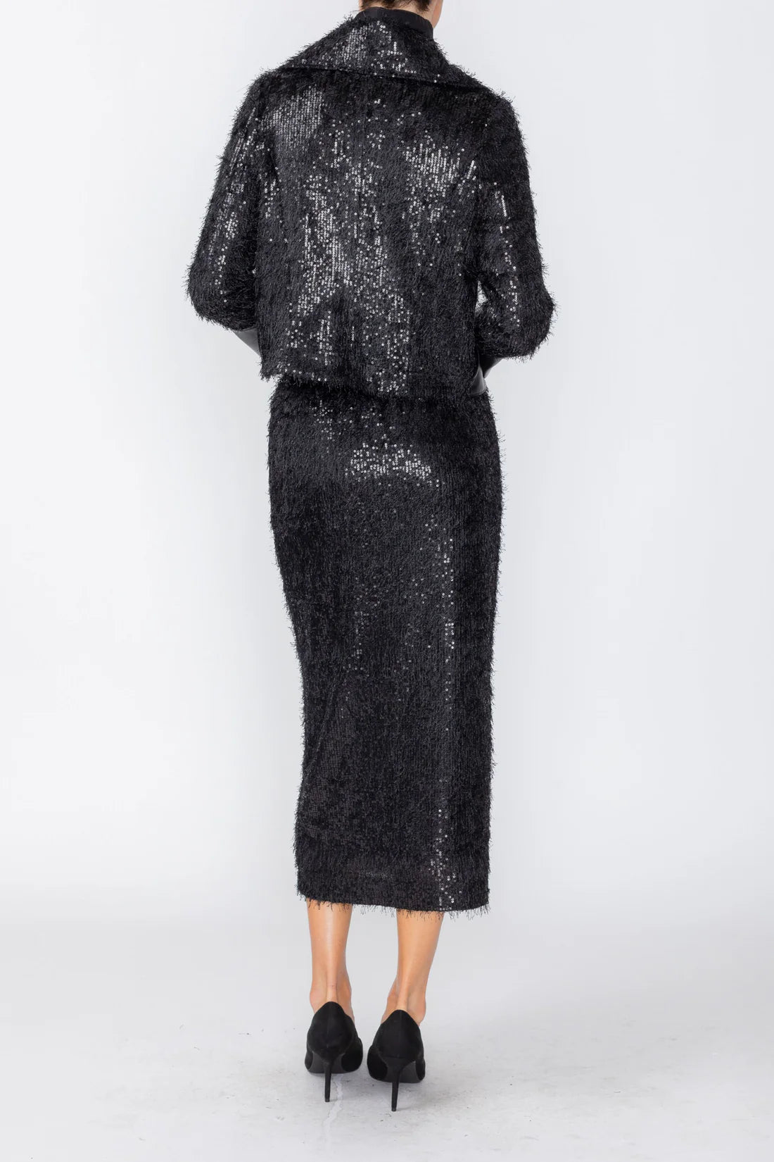 IC COLLECTION Textured Jacket - 8052J - BLACK