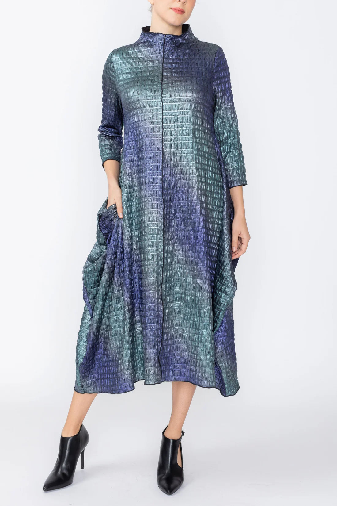 IC COLLECTION Dress - 8053D - PURPLE AND TEAL