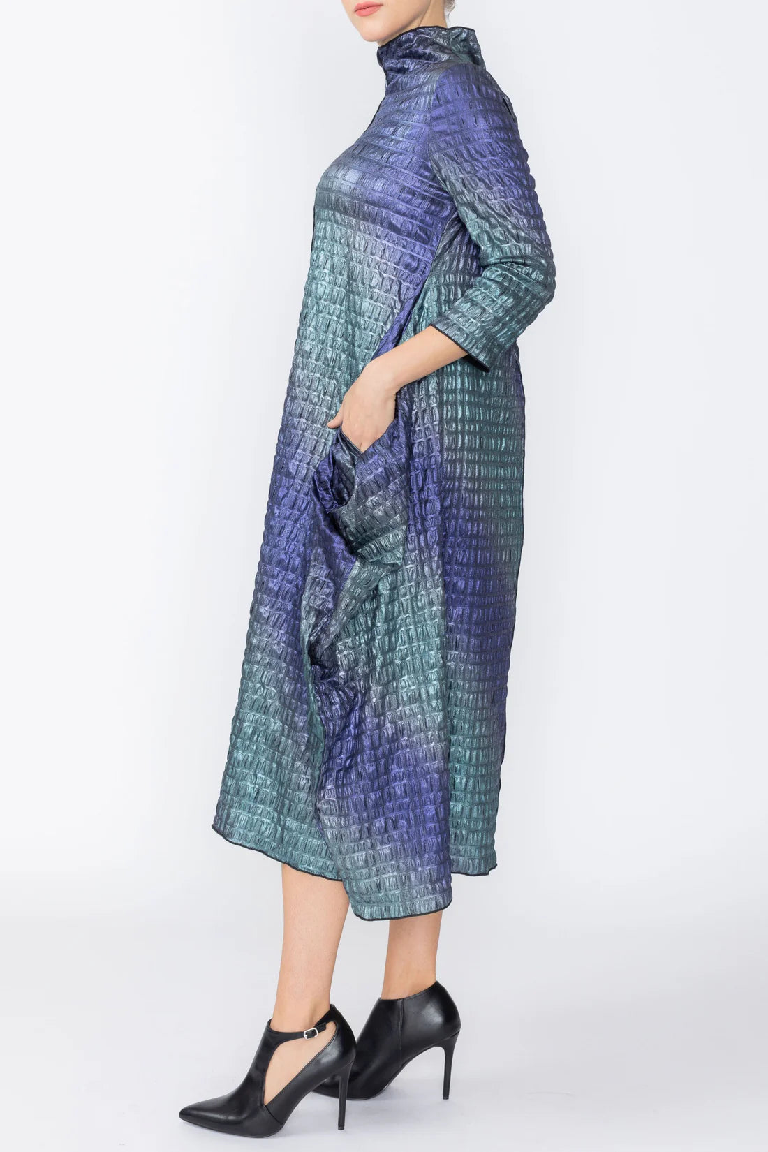 IC COLLECTION Dress - 8053D - PURPLE AND TEAL
