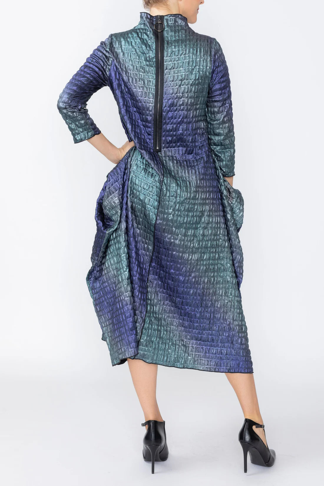 IC COLLECTION Dress - 8053D - PURPLE AND TEAL
