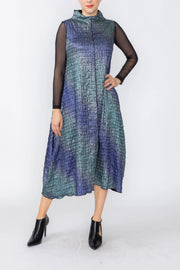 IC COLLECTION Sleeveless Mock Dress - 8054D - PURPLE AND TEAL