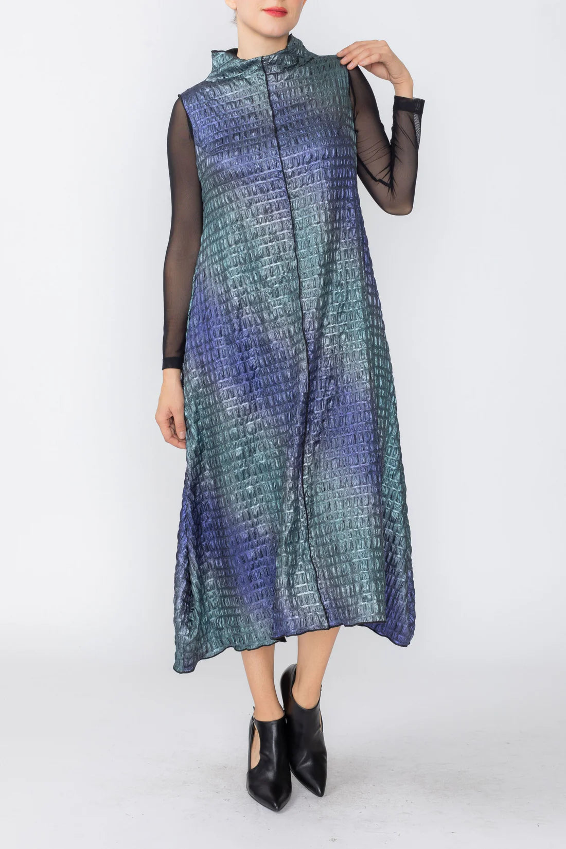 IC COLLECTION Dress - 8054D - PURPLE AND TEAL