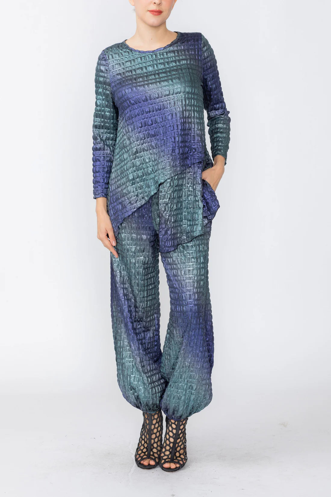 IC COLLECTION Top - 8062T - PURPLE AND TEAL