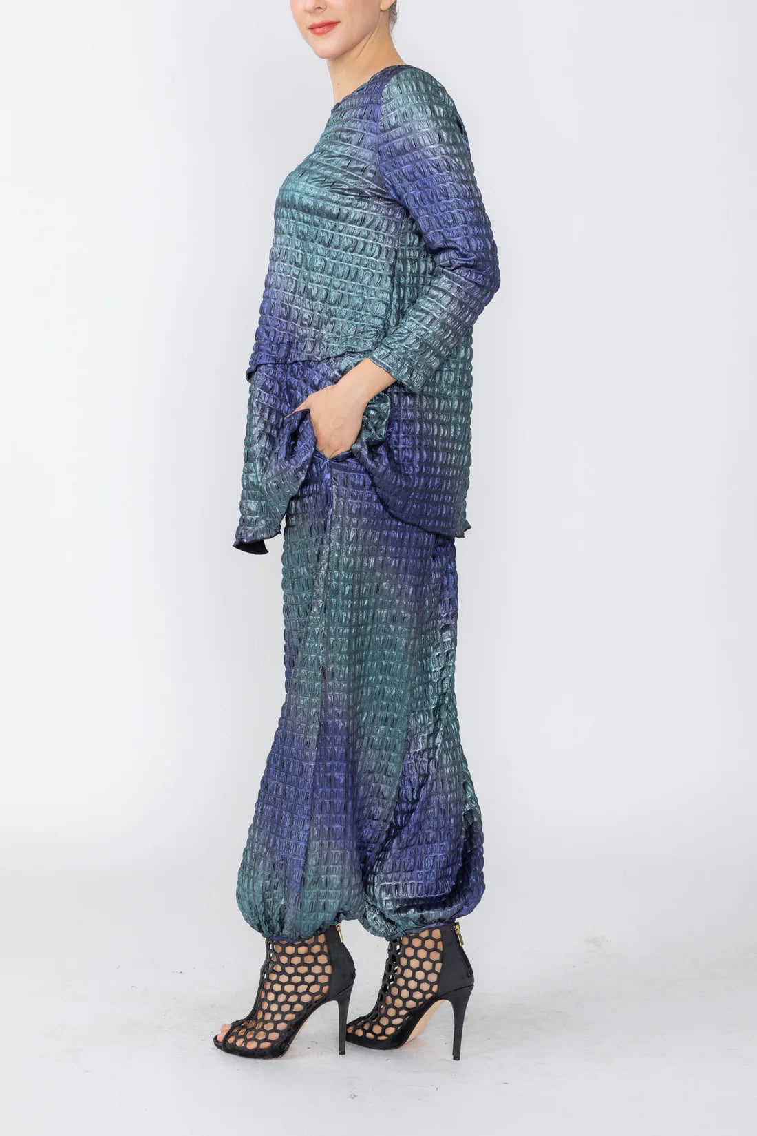 IC COLLECTION Top - 8062T - PURPLE AND TEAL