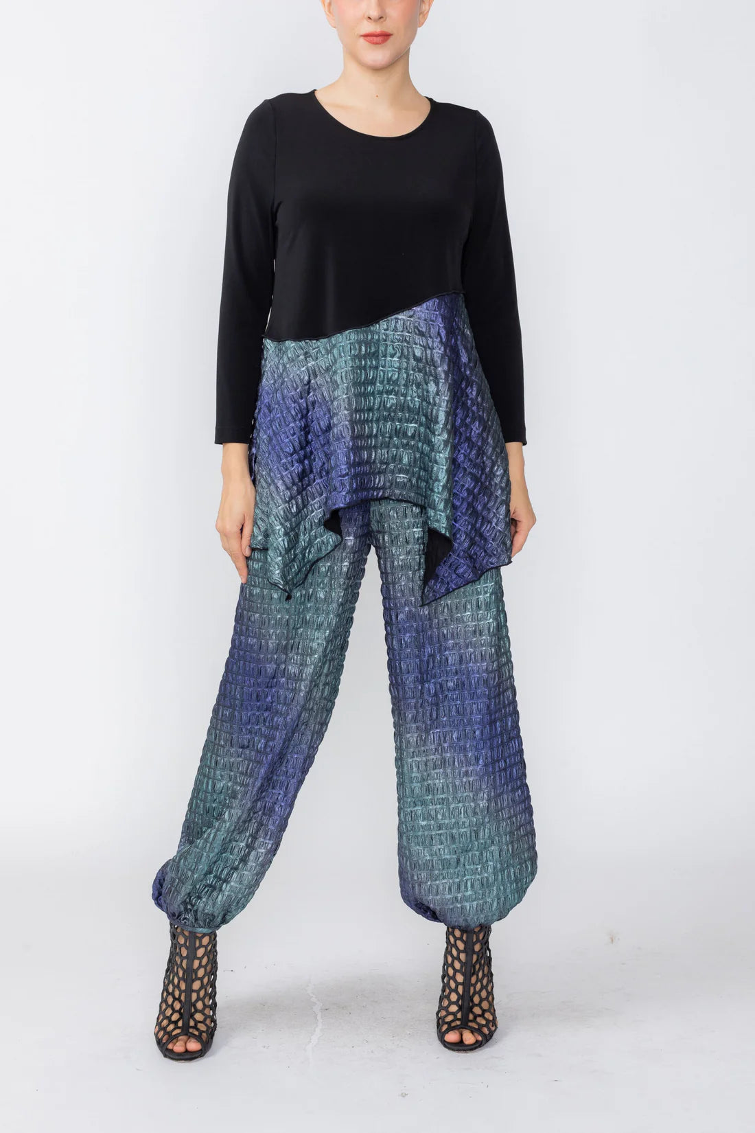IC COLLECTION Top - 8063T - PURPLE AND TEAL