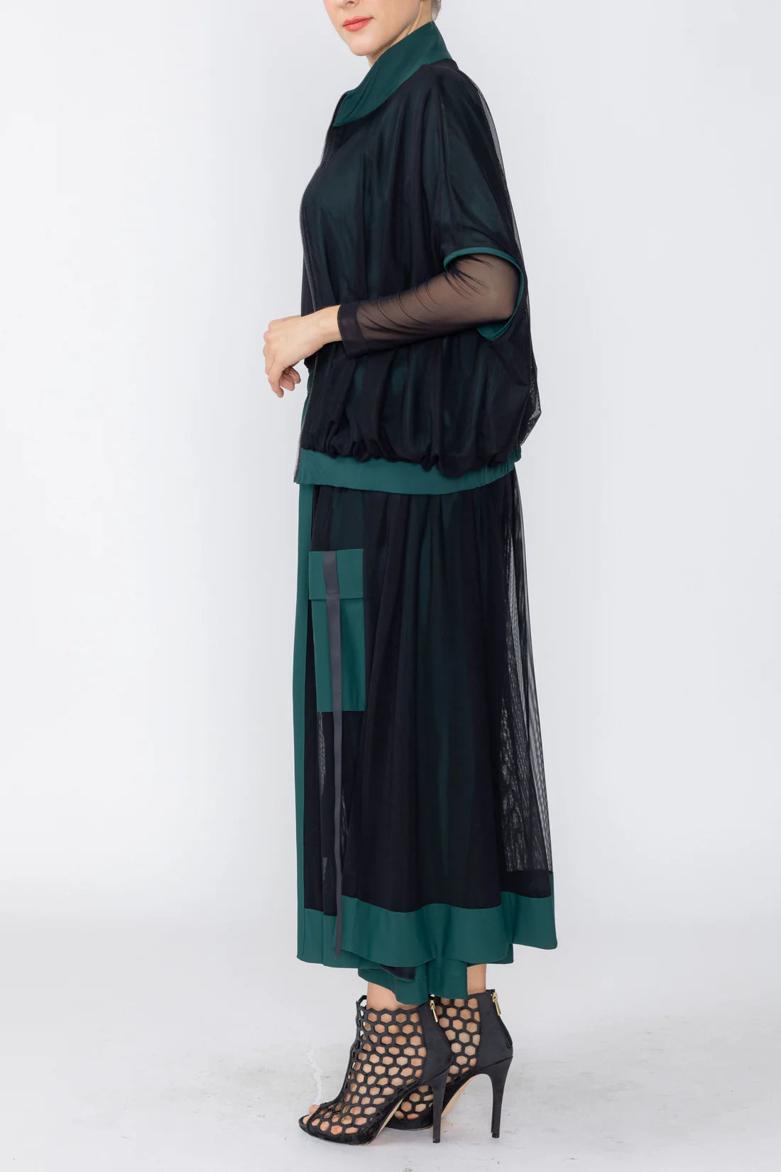 IC COLLECTION Layered Vest - 8076V - HUNTER GREEN