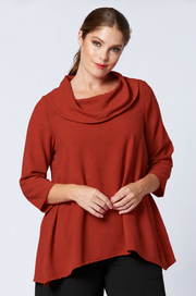 Sydney Project Cory 3/4 Sleeve Relaxed Cowl Neck Top - AFT8092 - RUST