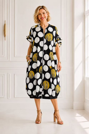 Vanite Couture Zip Front Polka Dot Shirt/Dress - 81562 - BLACK/DOTS