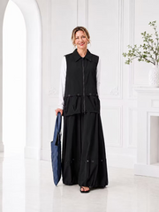 Vanite Couture Zip Front Snap Detail Solid Vest - 81950 - BLACK