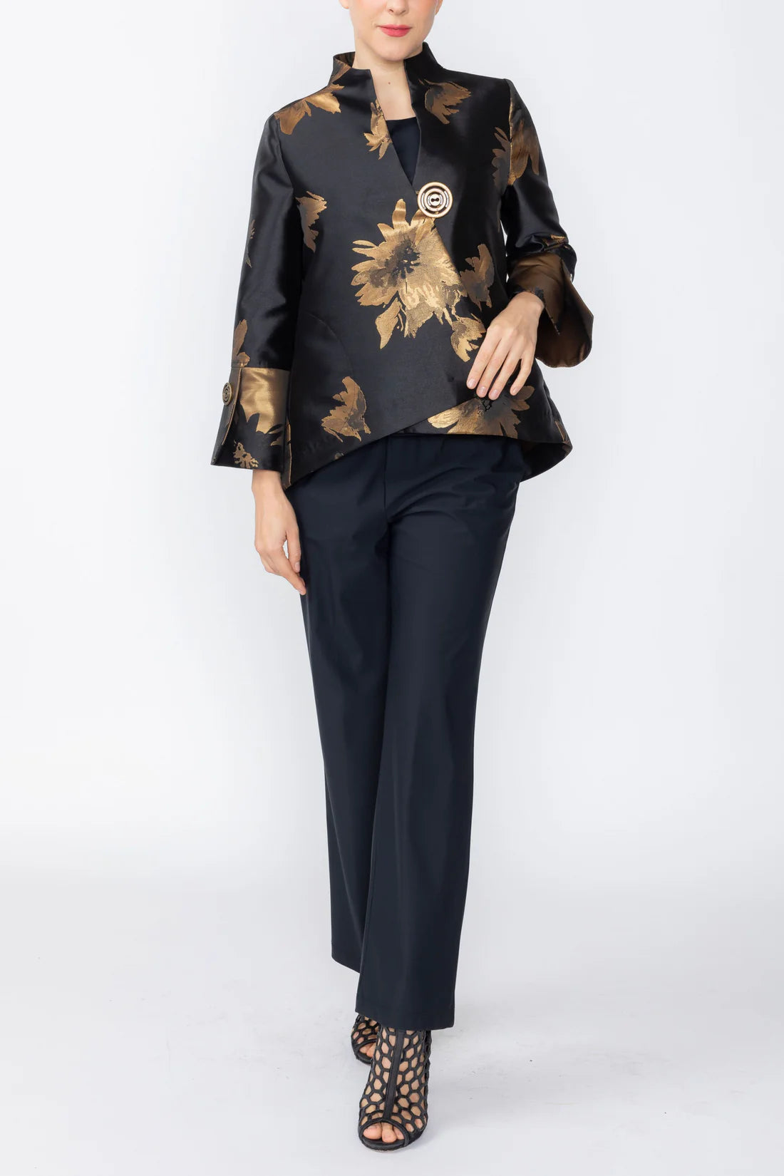IC COLLECTION One Button Jacket - 8207J - BLACK