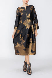 IC COLLECTION Zip Front Dress - 8210D - BLACK