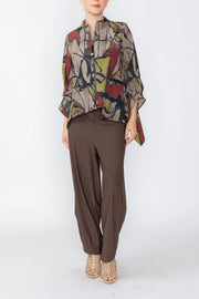 IC COLLECTION Asymmetrical Zip Front Top - 8219T - MULTI
