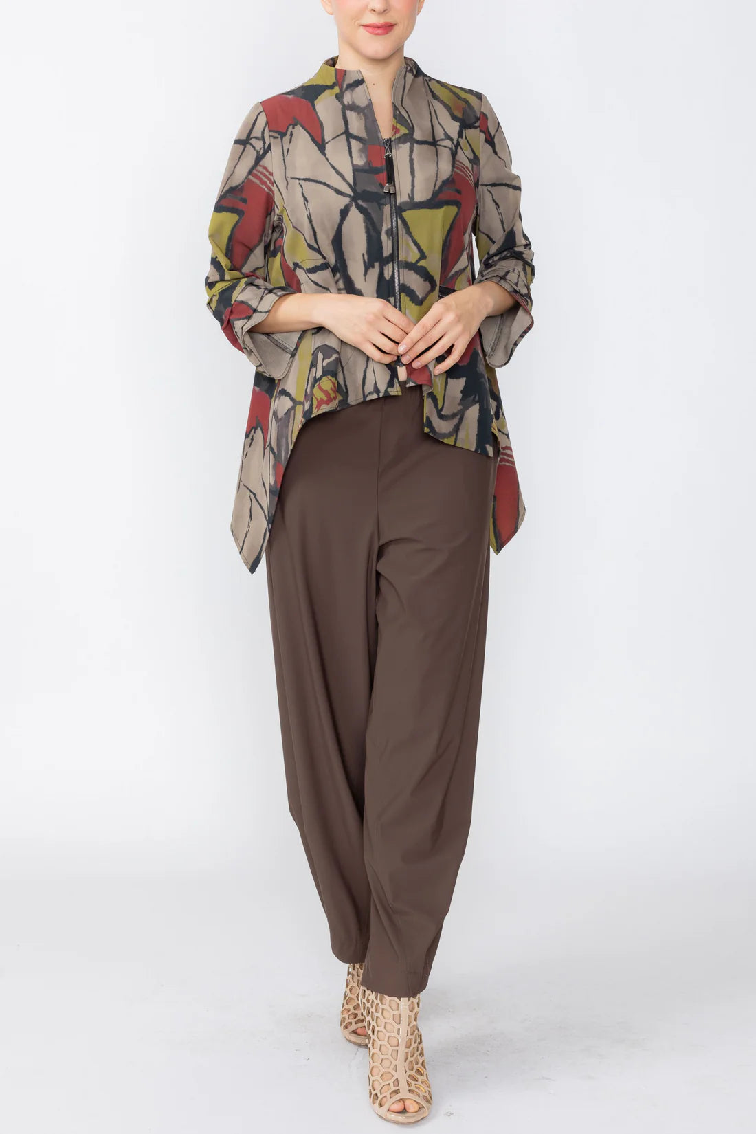 IC COLLECTION Asymmetrical Zip Front Top - 8219T - MULTI
