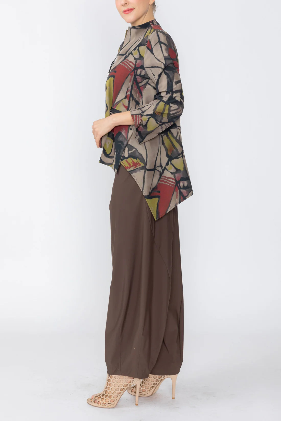 IC COLLECTION Asymmetrical Zip Front Top - 8219T - MULTI