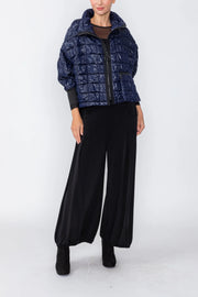 IC COLLECTION Zip Front Crop Jacket - 8237J - NAVY