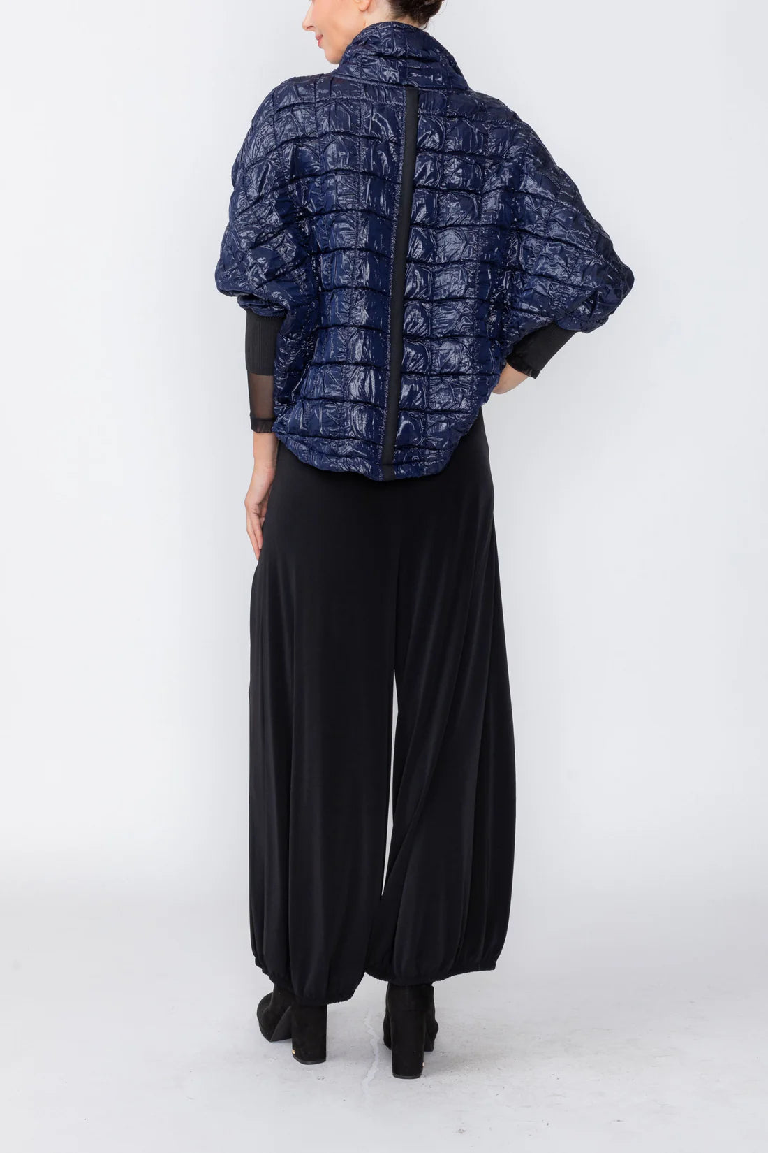 IC COLLECTION Zip Front Crop Jacket - 8237J - NAVY