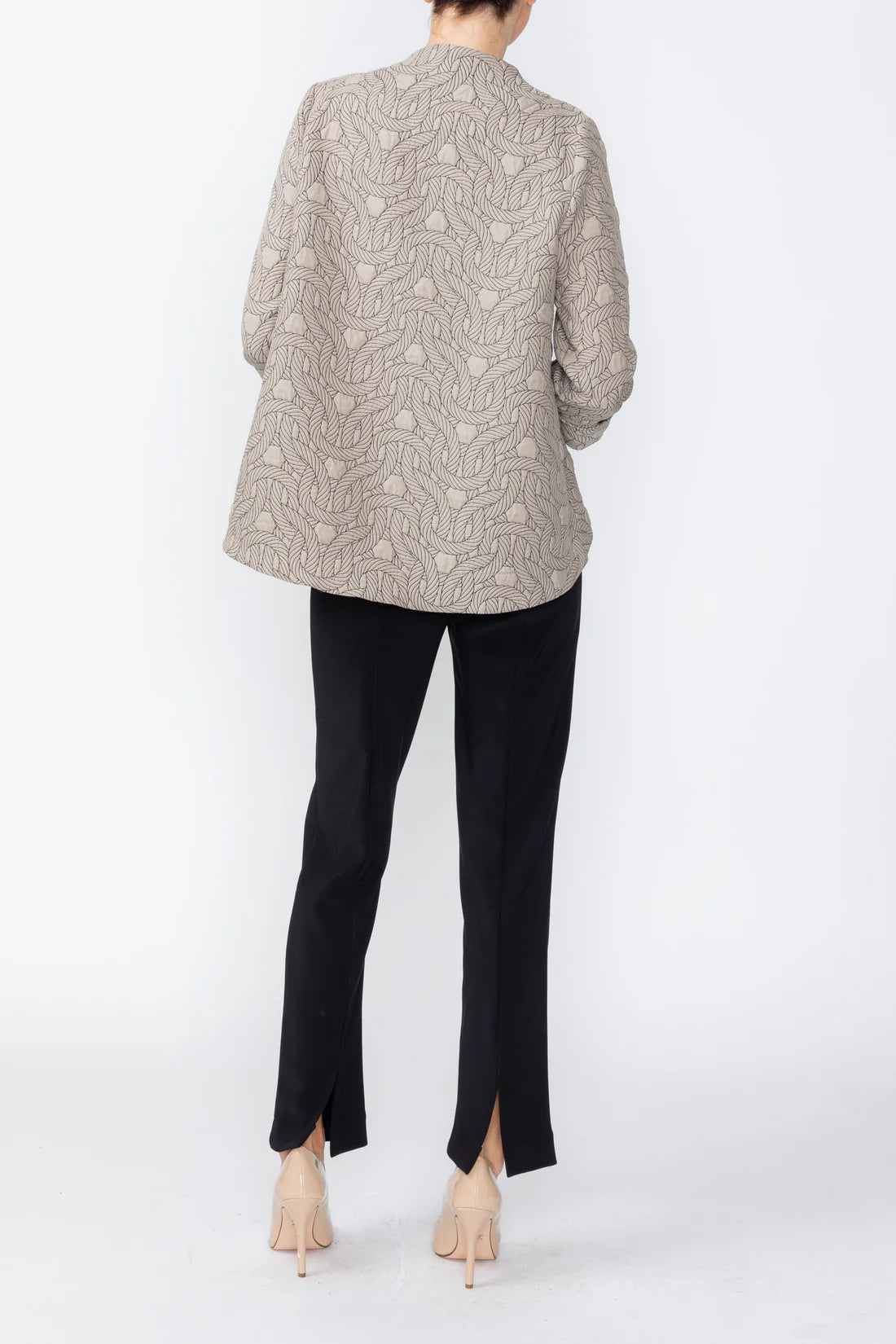 IC COLLECTION Asymmetric One Button Jacket - 8240J - TAUPE